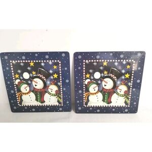 Christmas Snowmen Range Kleen Insulated Hot Pad Trivets 7 x 7" Set Of 2